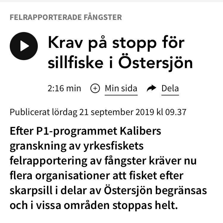 Radio: Krav på stopp för sillfiske i Östersjön