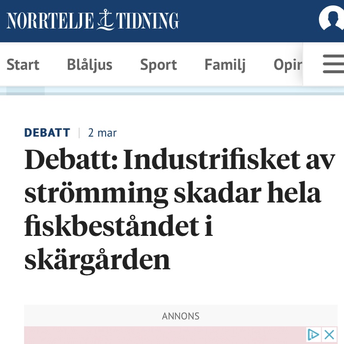 Norrtälje tidning Debatt: Industrifisket av strömming skadar hela fiskbeståndet i skärgården