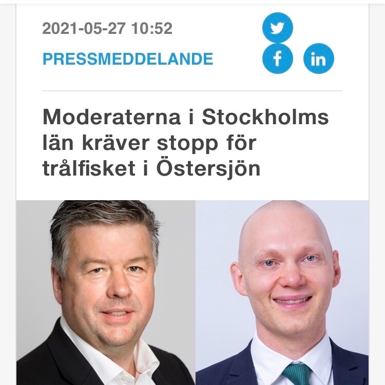 Moderaterna i Stockholms län kräver stopp för trålfisket i Östersjön
